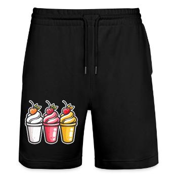 Eiscreme Becher - Stanley/Stella Unisex Bio Joggingshorts Trainer  - Schwarz - Vorne - Nik (191cm) & Marisol (170cm)