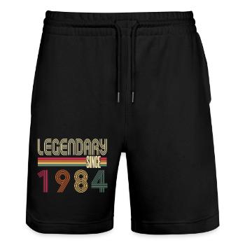 Vintage 1984 né Vintage rétro anniversaire - Short de jogging bio TRAINER Stanley/Stella unisexe - noir - Devant - Nik (191cm) & Marisol (170cm)