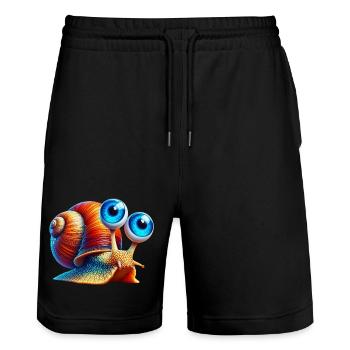 Snail - Stanley/Stella Trainer Unisex Organic Jogging Shorts - black - Front - Nik (191cm) & Marisol (170cm)