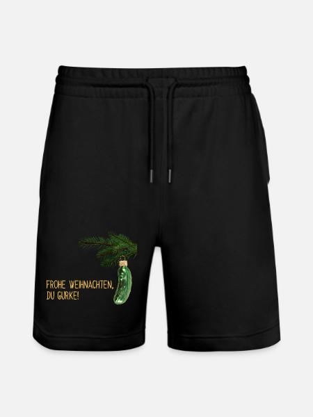 Weihnachtsgurke - Stanley/Stella Unisex Bio Joggingshorts Trainer  - Schwarz