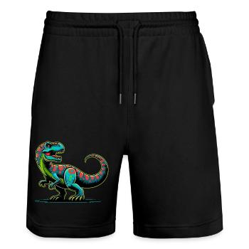 Dinosaure - Short de jogging bio TRAINER Stanley/Stella unisexe - noir - Devant - Nik (191cm) & Marisol (170cm)