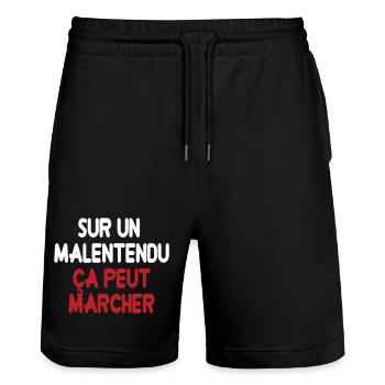 Michel Blanc - Sur un malentendu, ça peut marcher - Short de jogging bio TRAINER Stanley/Stella unisexe - noir - Devant - Nik (191cm) & Marisol (170cm)