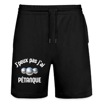pétanque, bowler, petanque fan - Stanley/Stella Trainer Unisex Organic Jogging Shorts - black - Front - Nik (191cm) & Marisol (170cm)