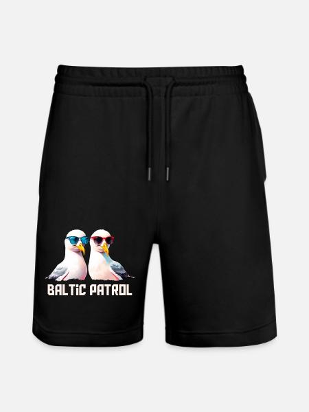 Baltic Patrol Seagulls - Stanley/Stella Trainer Unisex Organic Jogging Shorts - black