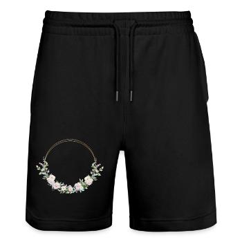 Frühlings-Kranz- personalisierbar - Stanley/Stella Unisex Bio Joggingshorts Trainer  - Schwarz - Vorne - Nik (191cm) & Marisol (170cm)