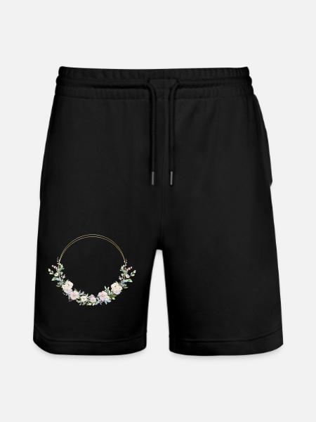 Spring Wreath - Personalizable - Stanley/Stella Trainer Unisex Organic Jogging Shorts - black
