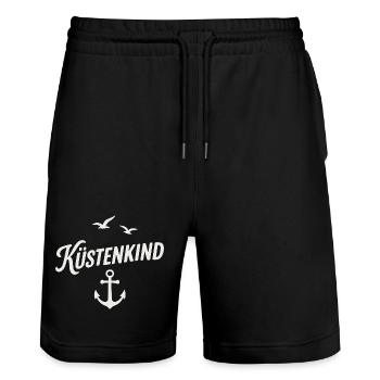 Coastal Child - Stanley/Stella Trainer Unisex Organic Jogging Shorts - black - Front - Nik (191cm) & Marisol (170cm)