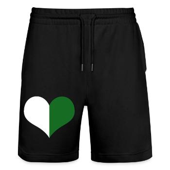 A heart for Saxony white green - Stanley/Stella Trainer Unisex Organic Jogging Shorts - black - Front - Nik (191cm) & Marisol (170cm)