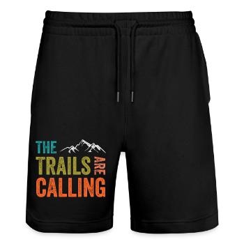 The Trails Are Calling - Stanley/Stella Trainer Unisex Organic Jogging Shorts - black - Front - Nik (191cm) & Marisol (170cm)