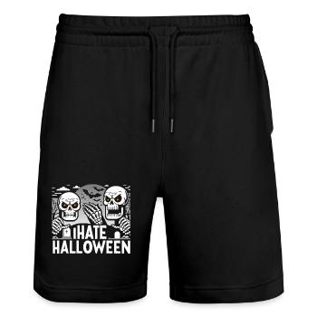 Düsteres Gothic Halloween Skelett Design - Stanley/Stella Unisex Bio Joggingshorts Trainer  - Schwarz - Vorne - Nik (191cm) & Marisol (170cm)