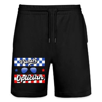 French Optician Profession Gift for Optician - Stanley/Stella Trainer Unisex Organic Jogging Shorts - black - Front - Nik (191cm) & Marisol (170cm)