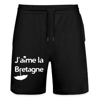 J'aime la Bretagne - Short de jogging bio TRAINER Stanley/Stella unisexe - noir - Devant - Nik (191cm) & Marisol (170cm)