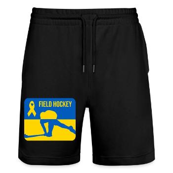 Ukraine Field Hockey Solidarity - Stanley/Stella Trainer Unisex Organic Jogging Shorts - black - Front - Nik (191cm) & Marisol (170cm)