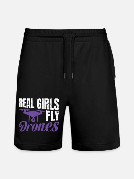 Real Girls fly Drones - Stanley/Stella Trainer Unisex Organic Jogging Shorts - black