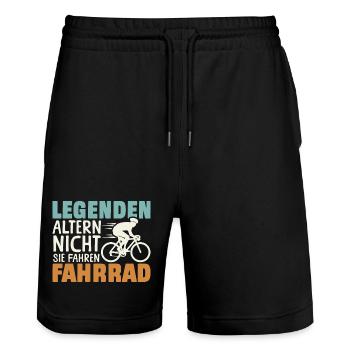 cyclist racing bike bicycle cyclist birthday - Stanley/Stella Trainer Unisex Organic Jogging Shorts - black - Front - Nik (191cm) & Marisol (170cm)