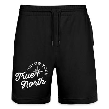 True North Inspirational Quote Design - Stanley/Stella Trainer Unisex Organic Jogging Shorts - black - Front - Nik (191cm) & Marisol (170cm)