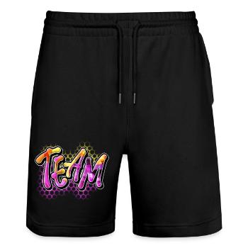 Équipe - Short de jogging bio TRAINER Stanley/Stella unisexe - noir - Devant - Nik (191cm) & Marisol (170cm)