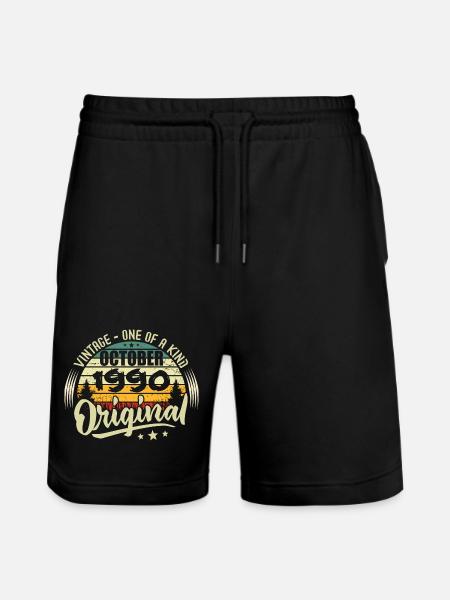 October 1990 Birthday Gift - Stanley/Stella Trainer Unisex Organic Jogging Shorts - black