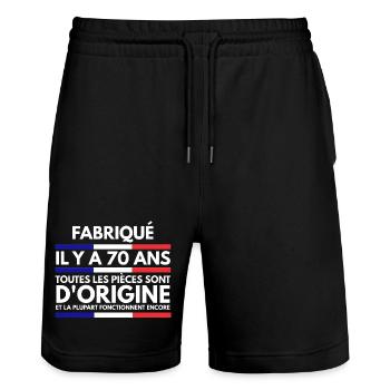 Fabriqué il y a 70 Ans Anniversaire Homme Blague - Short de jogging bio TRAINER Stanley/Stella unisexe - noir - Devant - Nik (191cm) & Marisol (170cm)