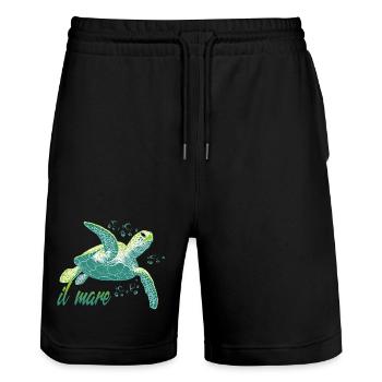 Il mare - Sea Turtle Ocean - Stanley/Stella Trainer Unisex Organic Jogging Shorts - black - Front - Nik (191cm) & Marisol (170cm)