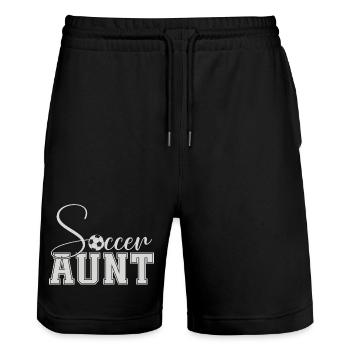Fußball-Tante - Stanley/Stella Unisex Bio Joggingshorts Trainer  - Schwarz - Vorne - Nik (191cm) & Marisol (170cm)