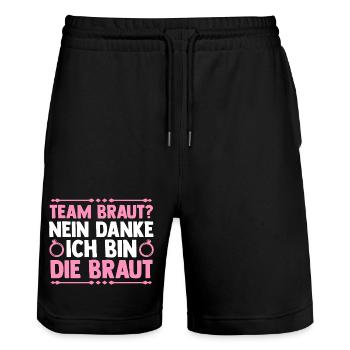 Bachelor Party Team Bride Hen Party - Stanley/Stella Trainer Unisex Organic Jogging Shorts - black - Front - Nik (191cm) & Marisol (170cm)