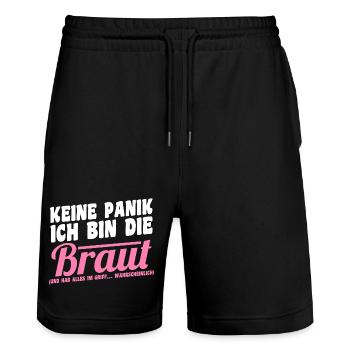 Bachelor Party Team Bride Hen Party - Stanley/Stella Trainer Unisex Organic Jogging Shorts - black - Front - Nik (191cm) & Marisol (170cm)