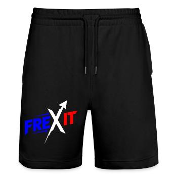 Frexit Blue White Red - Stanley/Stella Trainer Unisex Organic Jogging Shorts - black - Front - Nik (191cm) & Marisol (170cm)