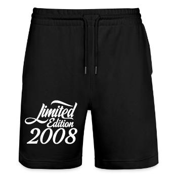 Limited Edition 2008 Retro Edition Lettering - Stanley/Stella Trainer Unisex Organic Jogging Shorts - black - Front - Nik (191cm) & Marisol (170cm)
