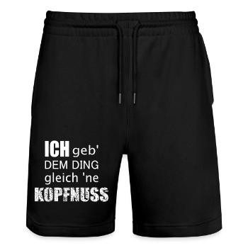 I'll give the thing a headbutt right away - Stanley/Stella Trainer Unisex Organic Jogging Shorts - black - Front - Nik (191cm) & Marisol (170cm)