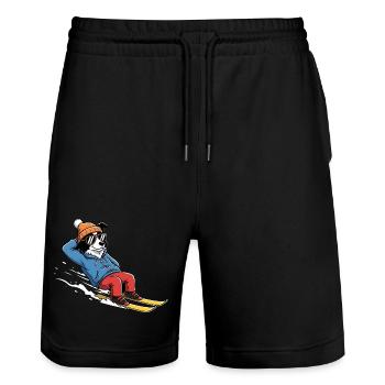 Entspannter Ski Hund Mit Sonnenbrille Und Mütze - Stanley/Stella Unisex Bio Joggingshorts Trainer  - Schwarz - Vorne - Nik (191cm) & Marisol (170cm)