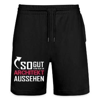 Only an architect can look so good - Stanley/Stella Trainer Unisex Organic Jogging Shorts - black - Front - Nik (191cm) & Marisol (170cm)
