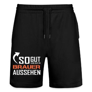 So gut kann nur ein Brauer aussehen - Stanley/Stella Unisex Bio Joggingshorts Trainer  - Schwarz - Vorne - Nik (191cm) & Marisol (170cm)