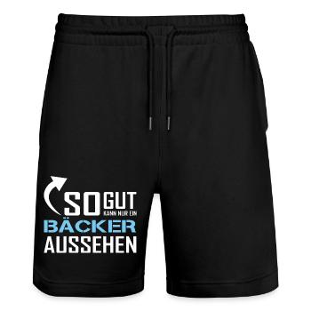 Seul un boulanger peut avoir l’air aussi bien - Short de jogging bio TRAINER Stanley/Stella unisexe - noir - Devant - Nik (191cm) & Marisol (170cm)
