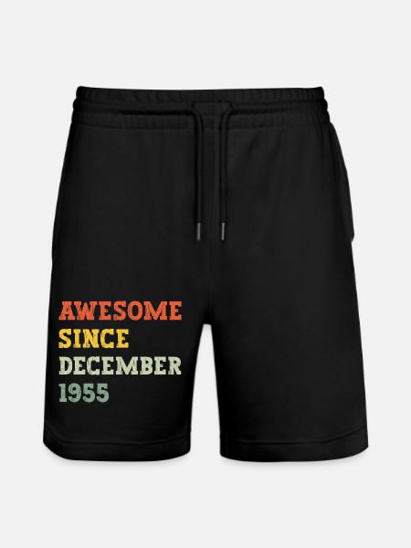 1955 December Birthday Gift - Stanley/Stella Trainer Unisex Organic Jogging Shorts - black