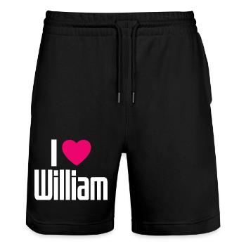 J’aime William Pink Heart J’aime William - Short de jogging bio TRAINER Stanley/Stella unisexe - noir - Devant - Nik (191cm) & Marisol (170cm)