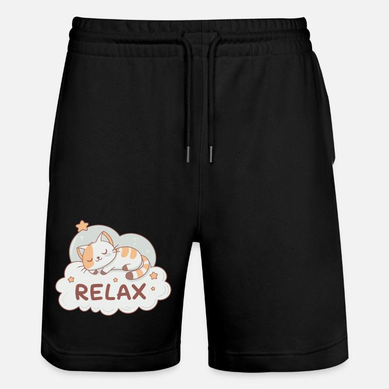Chaton rêveur sur nuage pastel - Short de jogging bio TRAINER Stanley/Stella unisexe - noir