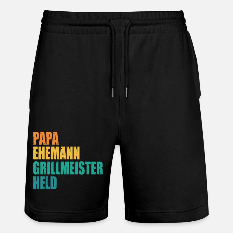 Papa Ehemann Grillmeister Held - Stanley/Stella Unisex Bio Joggingshorts Trainer  - Schwarz