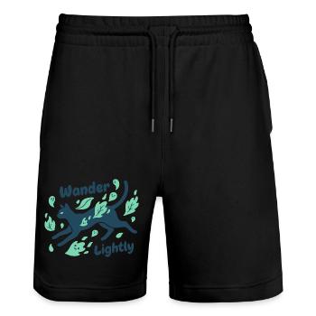 Chemin de chat à travers la mer de feuilles - Short de jogging bio TRAINER Stanley/Stella unisexe - noir - Devant - Nik (191cm) & Marisol (170cm)