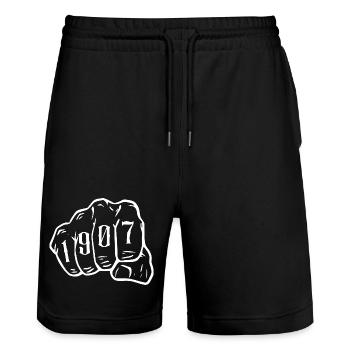 Ruhrpott Fußball Essen 1907 Tasche - Stanley/Stella Unisex Bio Joggingshorts Trainer  - Schwarz - Vorne - Nik (191cm) & Marisol (170cm)