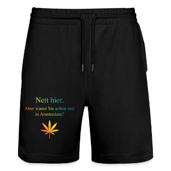 Nice here. But have you ever been to Amsterdam? - Stanley/Stella Trainer Unisex Organic Jogging Shorts - black - Front - Nik (191cm) & Marisol (170cm)
