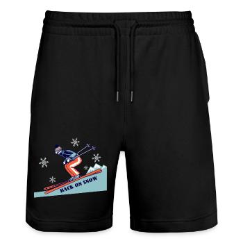 Retour sur neige : ski rétro - Short de jogging bio TRAINER Stanley/Stella unisexe - noir - Devant - Nik (191cm) & Marisol (170cm)