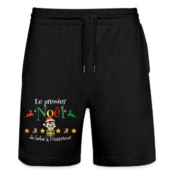 Babys erstes Weihnachten in der Hause, werdende Mutter - Stanley/Stella Unisex Bio Joggingshorts Trainer  - Schwarz - Vorne - Nik (191cm) & Marisol (170cm)
