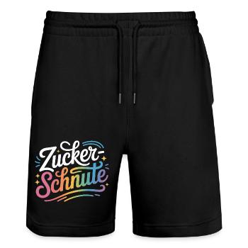 Museau sucré Dent sucrée Chocolat Sucre Museau - Short de jogging bio TRAINER Stanley/Stella unisexe - noir - Devant - Nik (191cm) & Marisol (170cm)