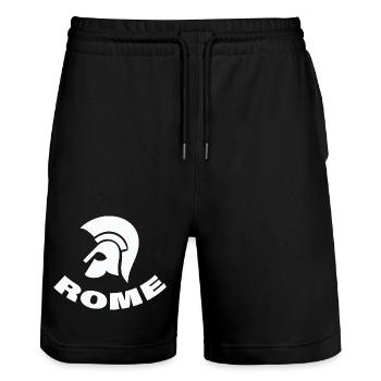 ROME - Stanley/Stella Unisex Bio Joggingshorts Trainer  - Schwarz - Vorne - Nik (191cm) & Marisol (170cm)