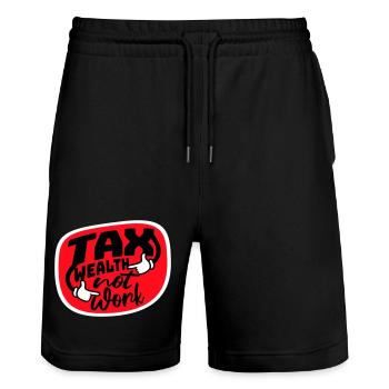 Tax Wealth Not Work Progressive Politics Economy - Stanley/Stella Trainer Unisex Organic Jogging Shorts - black - Front - Nik (191cm) & Marisol (170cm)