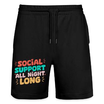 Social Worker Quote Support All Night Long Social - Stanley/Stella Trainer Unisex Organic Jogging Shorts - black - Front - Nik (191cm) & Marisol (170cm)