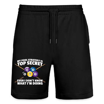 My pool strategy funny billiards billiards player - Stanley/Stella Trainer Unisex Organic Jogging Shorts - black - Front - Nik (191cm) & Marisol (170cm)