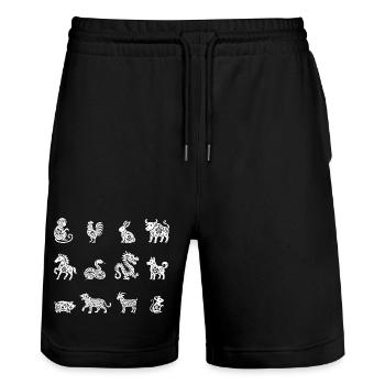 Signes animaux du Nouvel An chinois du zodiaque chinois drôles - Short de jogging bio TRAINER Stanley/Stella unisexe - noir - Devant - Nik (191cm) & Marisol (170cm)