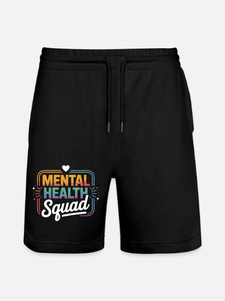 Mental Health Squad Rainbow Tee - Stanley/Stella Trainer Unisex Organic Jogging Shorts - black